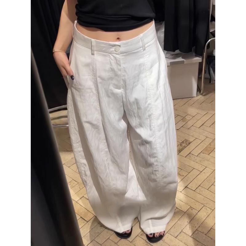 White Tencel Quick-Dry Workwear Wide-Leg Pants - Spring 2026 Lightweight, Breathable, High-Waisted, Slimming Casual Pants.