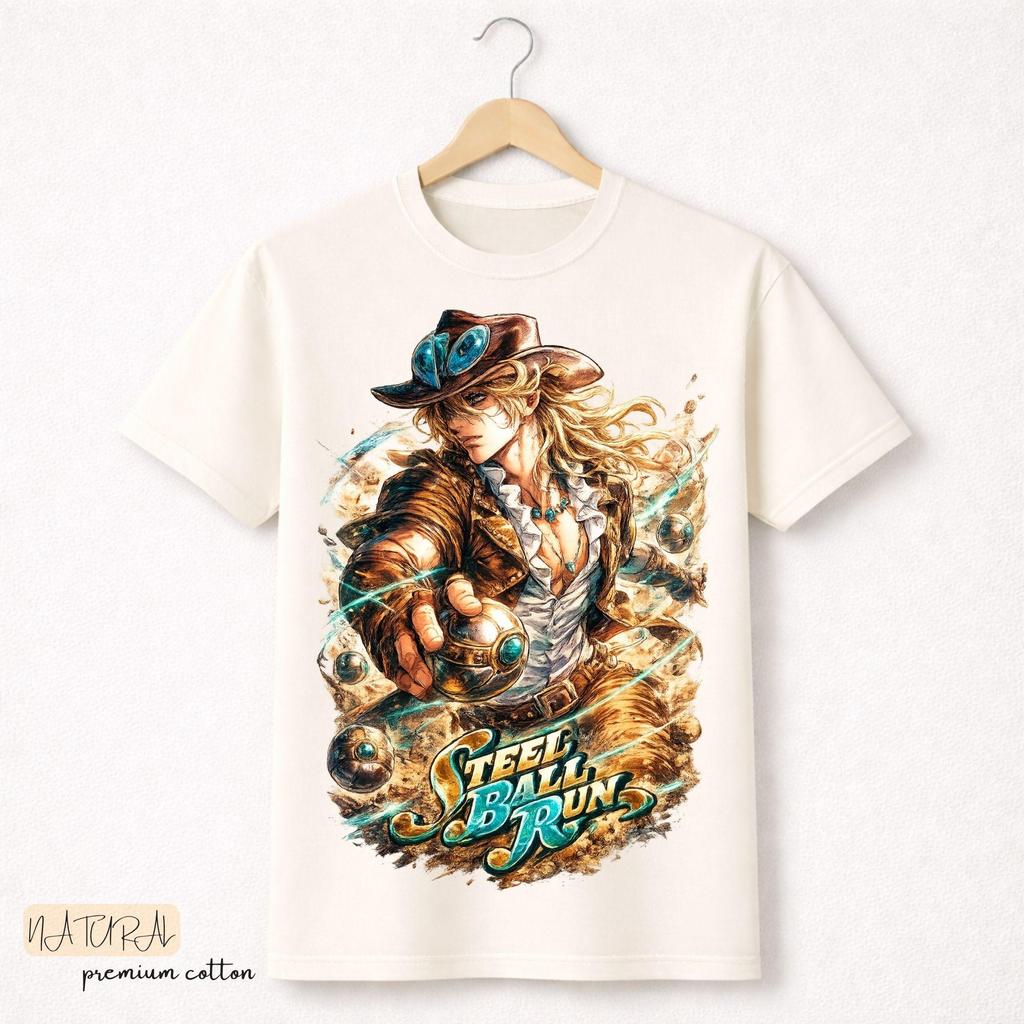 Anime Jojo Bizarre Adventure Steel Ball Run Gyro Zeppeli T Shirts Unisexs Women Casual Cotton Y2K Short Sleeves Oversized Tshirts
