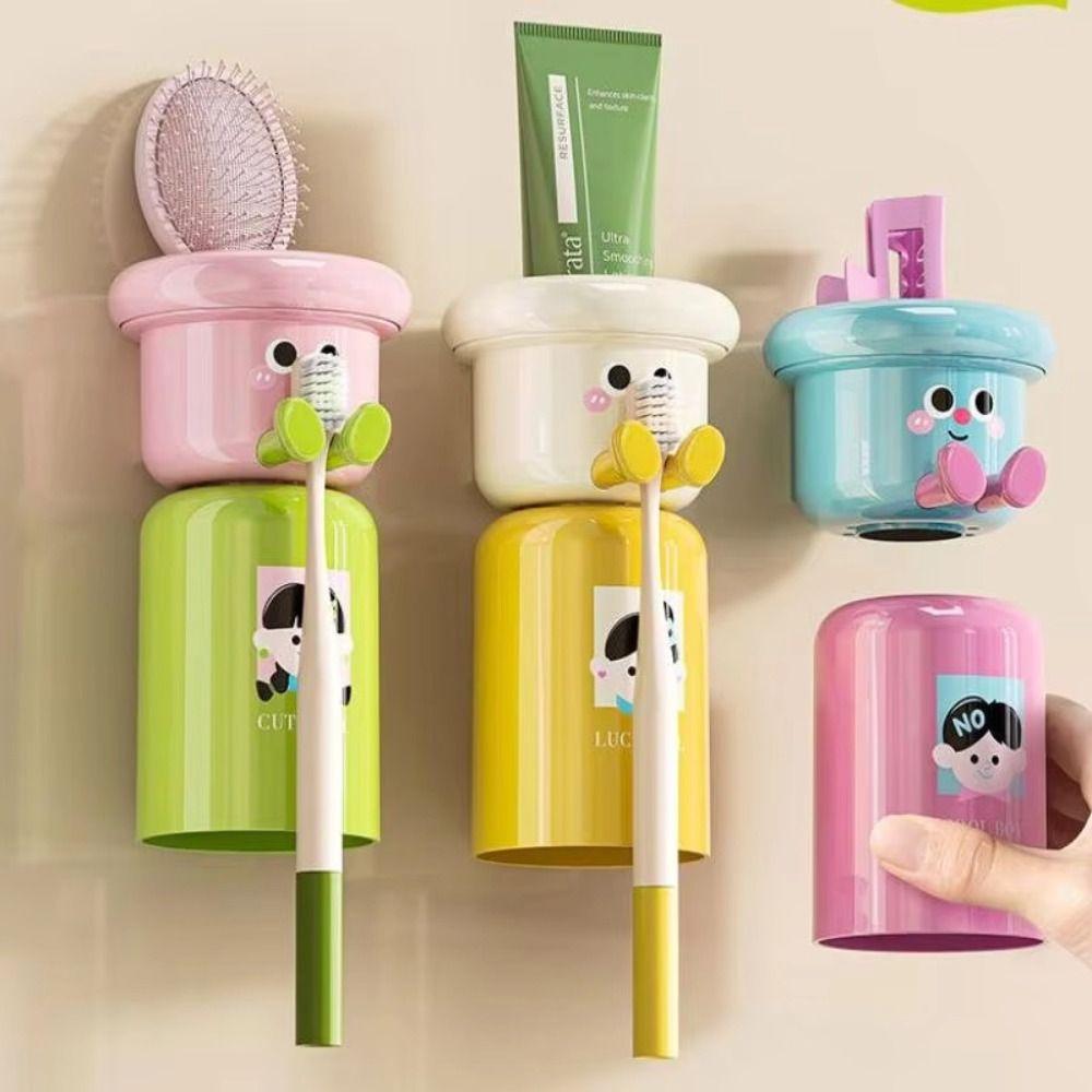 Wall Mounted Toothbrush Cup Magnetic Upside Down Toothbrush Holder for Bathroom Accessory