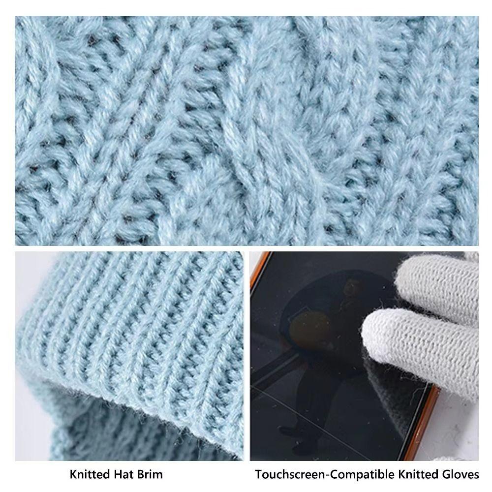 3Pcs/Set Solid Color Winter Pullover Hat Coldproof Ear Protection Caps Streetwear