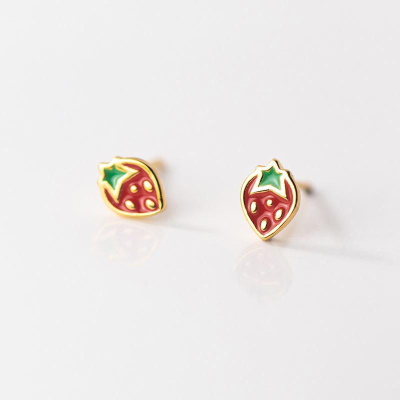 Mini Orecchini a Bottone Rossi a Forma di Fragola per Donna Minimalismo Temperamento Raffinato Brincos Iperbole Moda Gioielli da Festa
