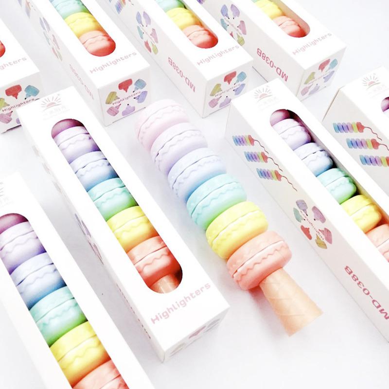 1 sztuka 6 kolorów słodki kawaii makaronik ciastko cukierkowy kolor zakreślacz artykuły biurowe szkolne