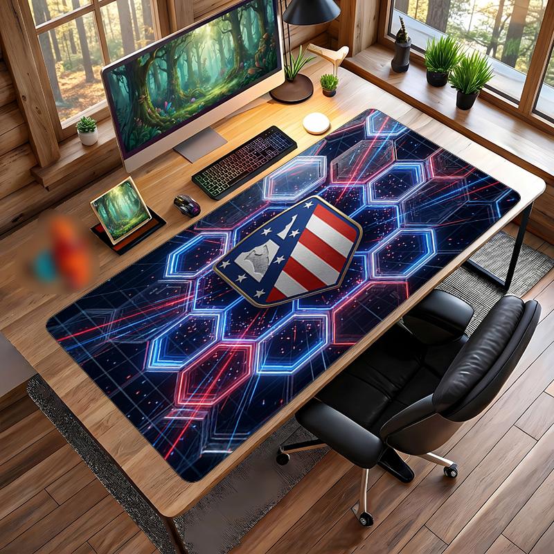 Tappetino Mouse Grande Stampato Atletico Madrid, Tappetino da Scrivania Morbido in Gomma Antiscivolo per Gaming, Decorazione per Ufficio, Laptop, Computer