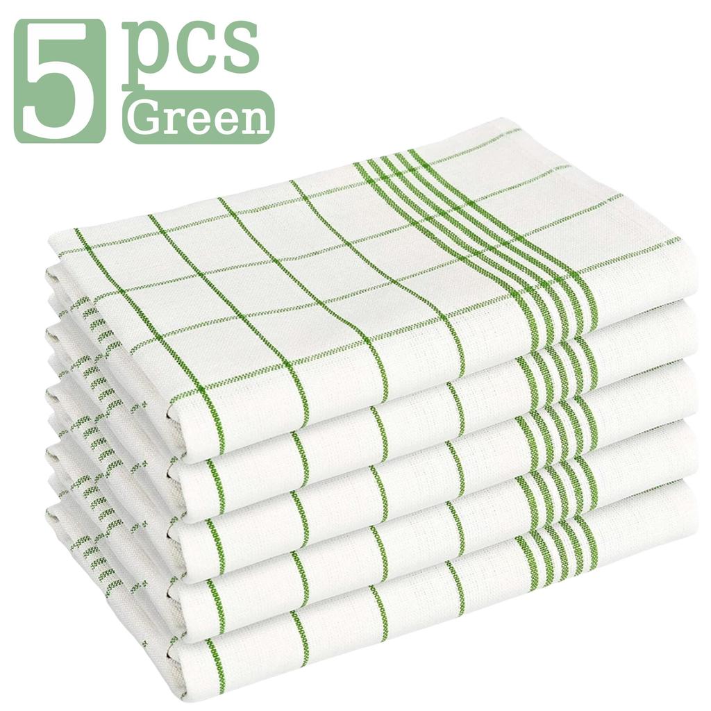 6/12Pcs Kitchen Towels, HOOHNICE, Classic Plaid Dish Towel Scouring Pad