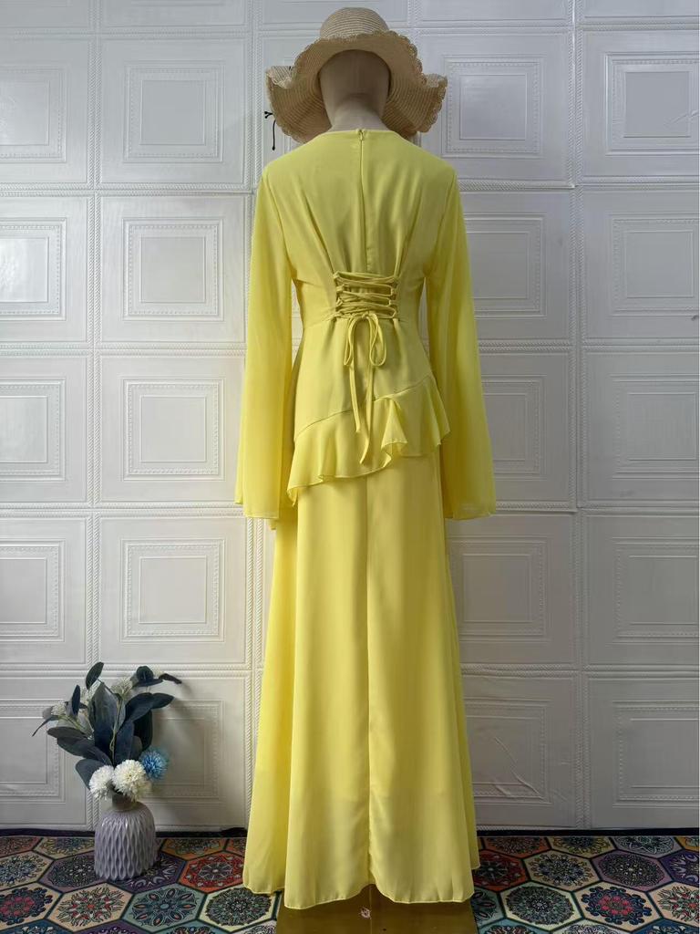 Elegant 2025 Autumn Long Sleeve Slim Fit Waist-cinching Dress for Women