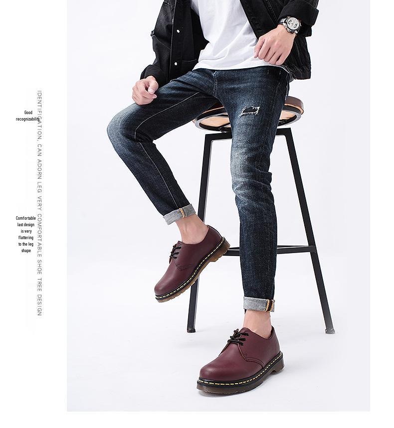 Plus Size 1461 Low-Top Martin Boots: Comfortable Leather Casual Flat-Bottom Work Shoes, British Style.