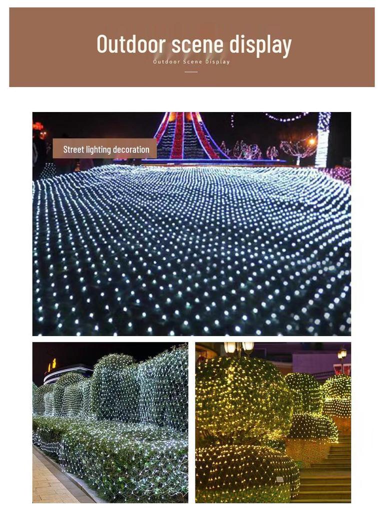 Outdoor LED Fishing Net Lights, Waterproof Starry Sky Mesh for Courtyard, Lawn, and Tree Decoration