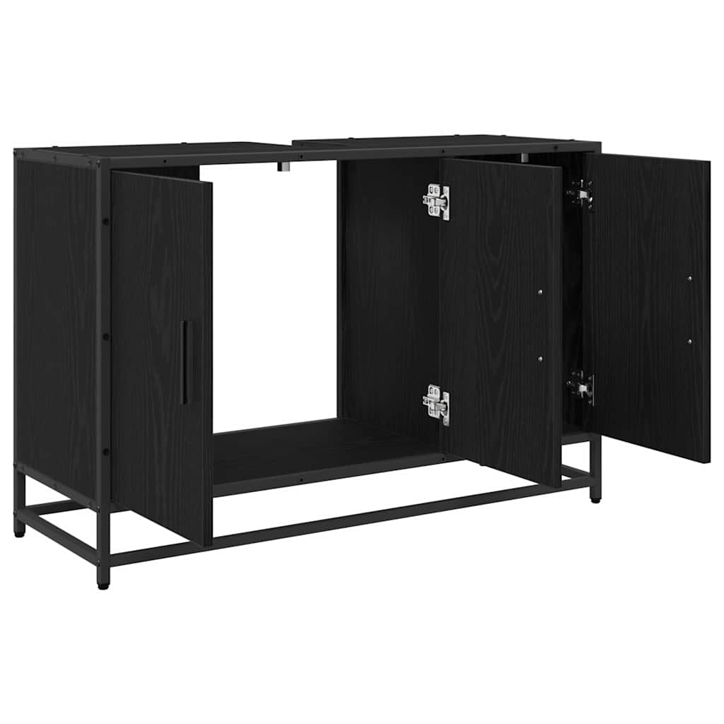 Bathroom Cabinet with Door Black Oak Effect 90 x 33 x 60 cm