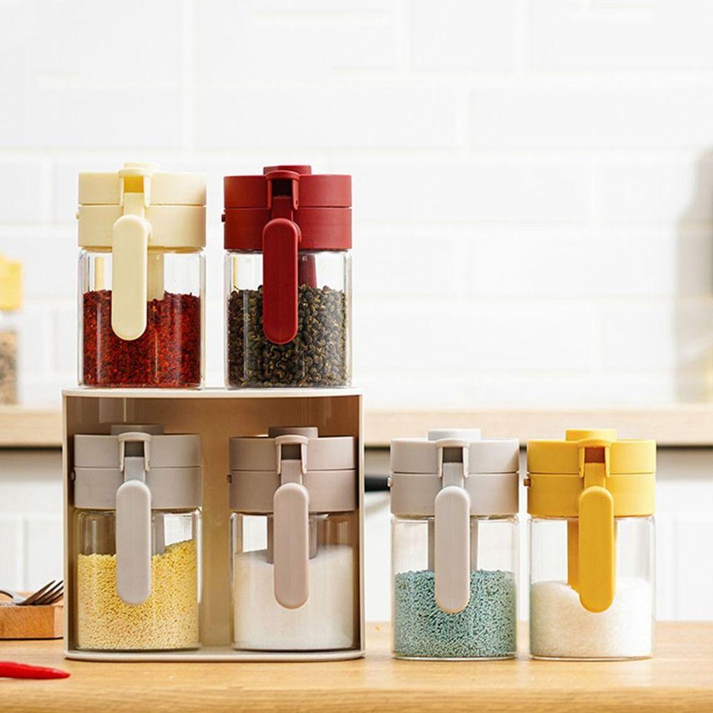 Sealed Glass Spice Bottle Moisture-proof Spice Sorting Bottle 2 In 1 Salt Container  Kitchen
