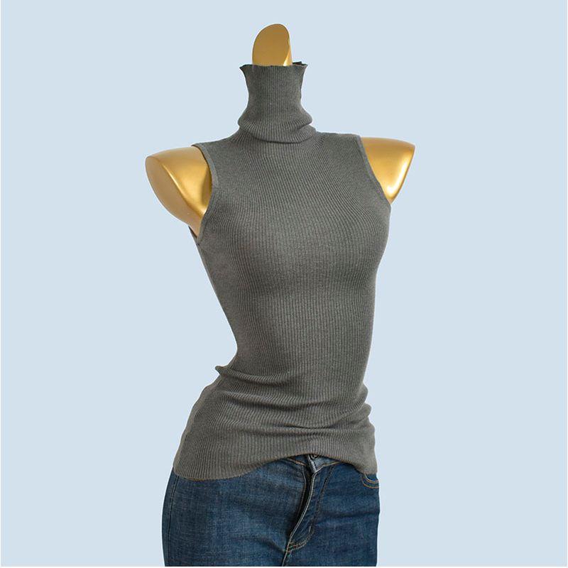 High Proportion Woolen Sweater Autumn and Winter Turtleneck Sleeveless Vest Slim Fit Slimming Women Inner Wear Bottoming Shirt All-Matching Top