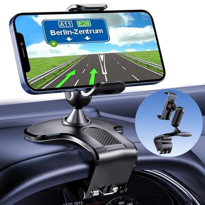 Car Phone Holder Mount 360 Degree Rotation Dashboard Cell Phone Holder for Car Clip Mount Stand Suitable for 4 To 7 Inch Smartphones