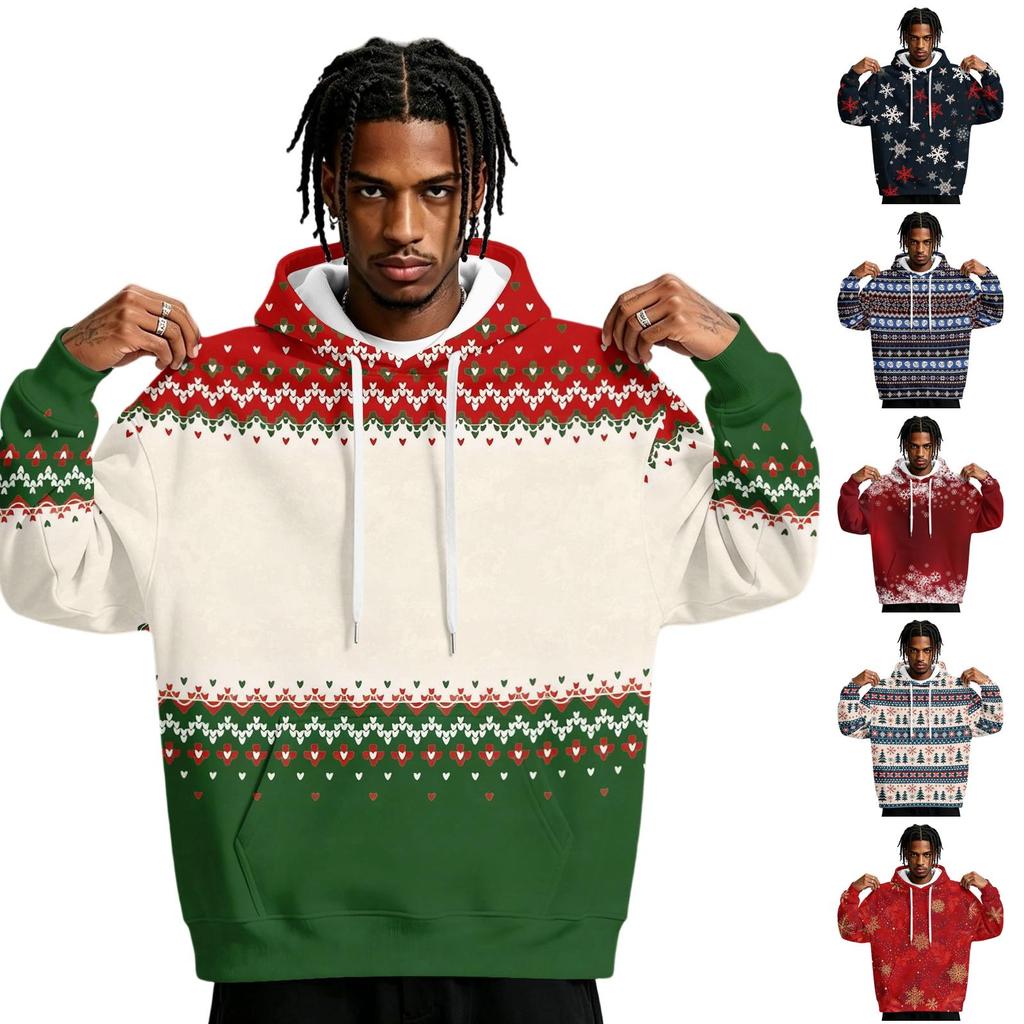 Men's Hooded Sweatshirt with Pockets Christmas Print