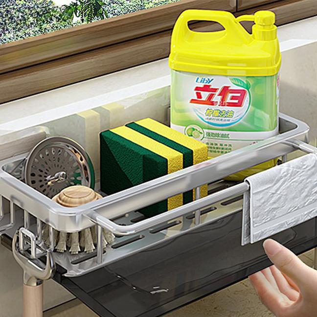 Raum Aluminium Küche Lagerung Rack Waschbecken Abfluss Rack Schwamm Organizer Hängen Seife Abtropffläche Regal Korb Bad Shampoo Regale