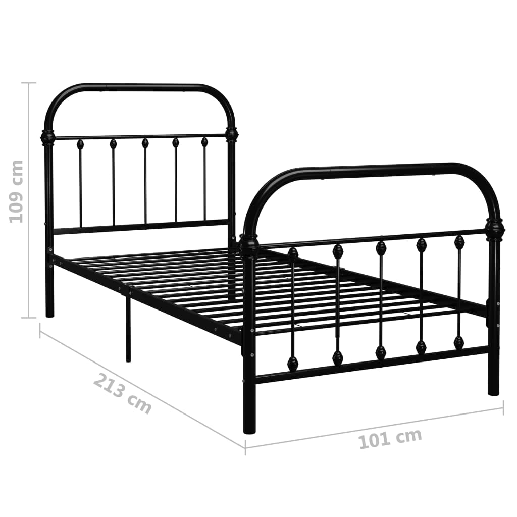 Bed Frame Black Metal 90*200 Cm