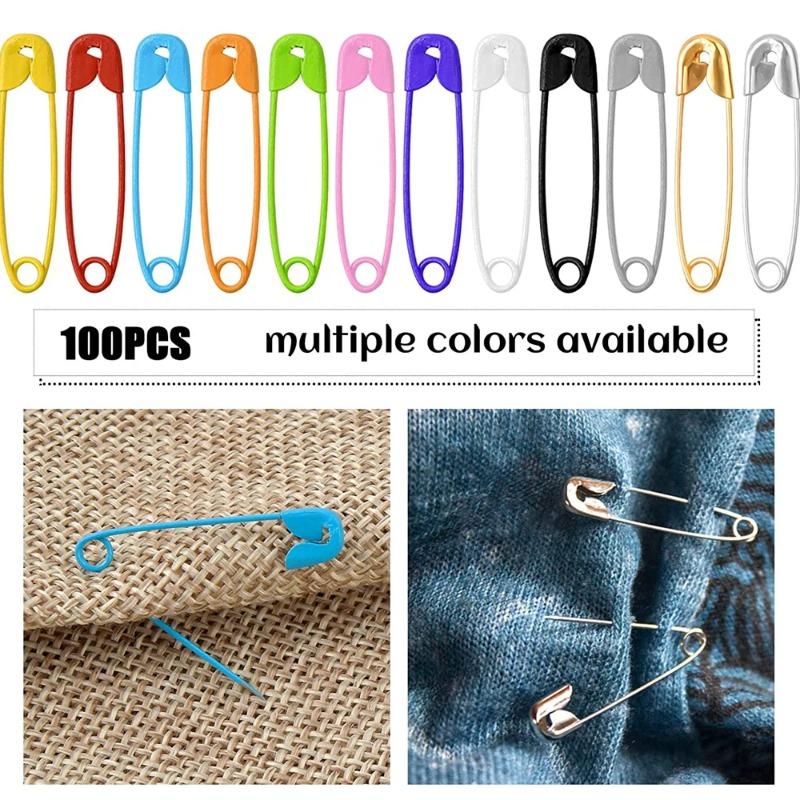 120Pcs Safety Pins Colored Metal Safety Pins with Storage Box Small Safety Pins for Clothes DIY Crafts Pins Sewing Accessories