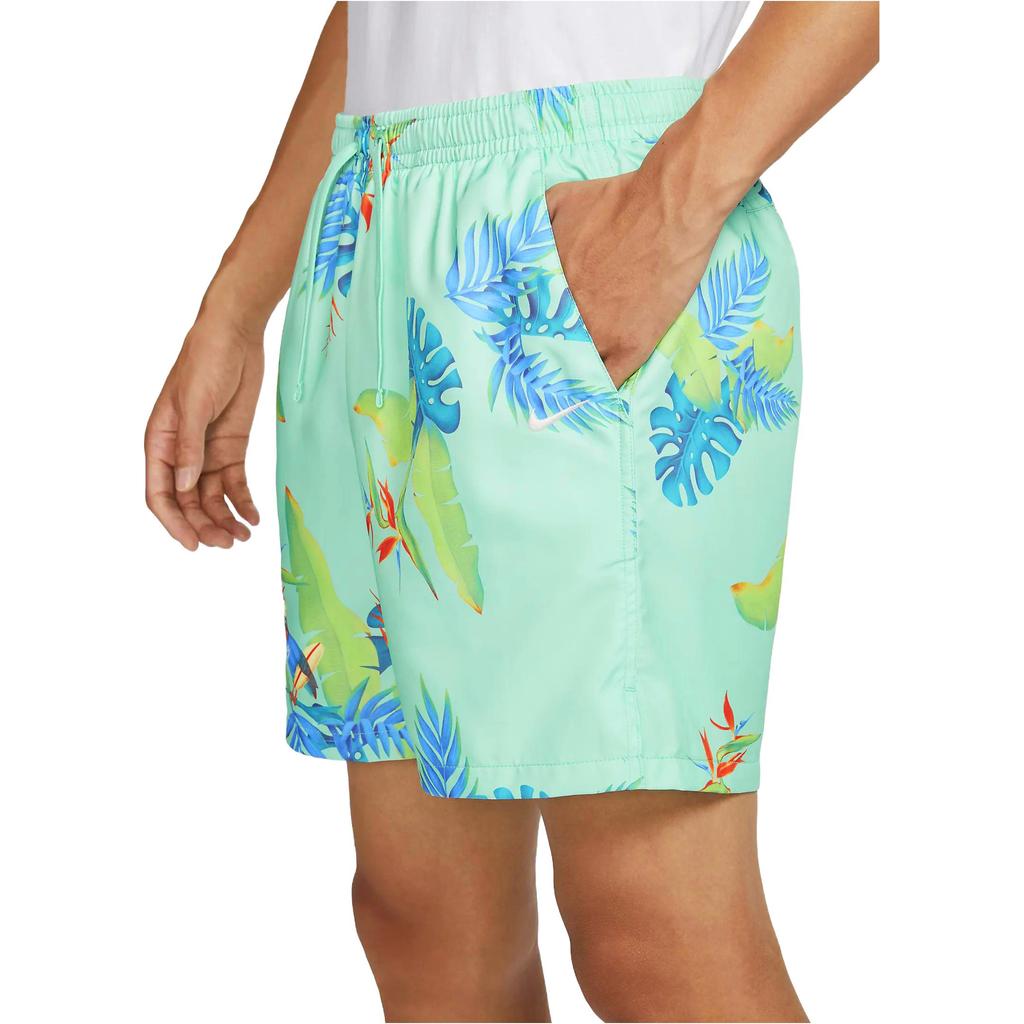 Nike Plant Print Drawstring Mid-Waist Casual Shorts Men Bottoms Emerald-Green FQ0350-349