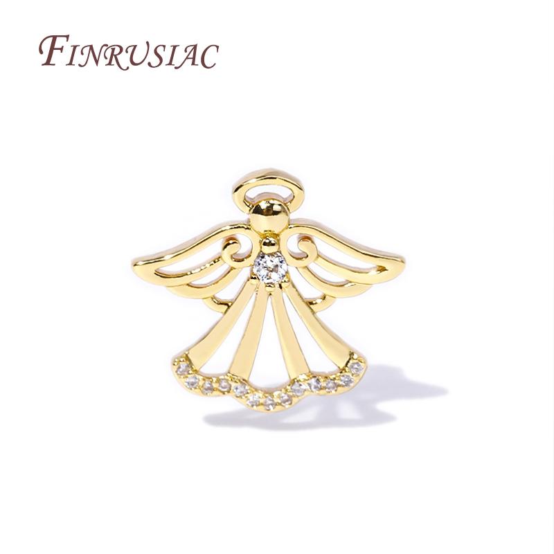 Trendy Angel Charms Pendant 18K Gold Plated Inlaid Zircon Charms For Necklace Making Findings Accessories DIY Handmade Jewelry