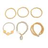 SHIXIN 6Pcs/Set Vintage Gold Color Acrylic Beaded Bracelet Women Trendy Stackable Statue Coins Pendant Bracelet Jewelry Gifts
