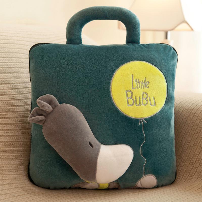 Dual-Use Cute Cartoon Pillow Blanket: Car & Office Nap Cushion