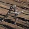 Retro Personalized Thai Silver Wooden Branch Cross Realistic Too Angle Necklace Versatile Pendant for Men and Women