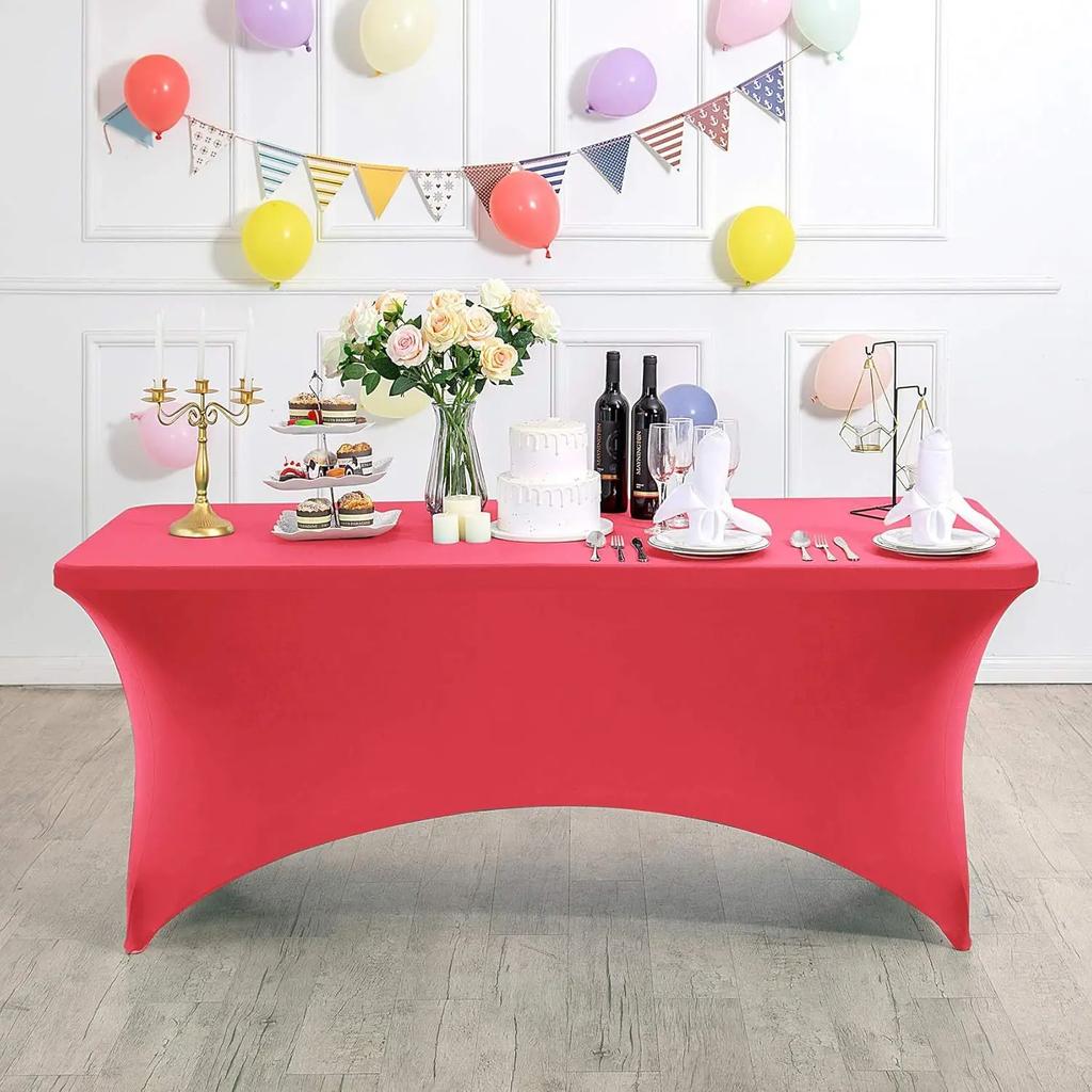 2 Pcs Spandex Table Cover for Standard Folding Tables Universal Rectangle Fitted Tablecloth Protector Wedding Banquet and Party