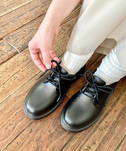 Tank sole lace-up rain shoes/Women's R-1022 BLACK-M