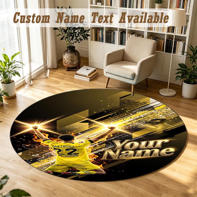 Tappeto Rotondo Nome PersonalizzatoJude Bellingham Pattern Tappeto Antiscivolo Decorazione Pavimento Casa