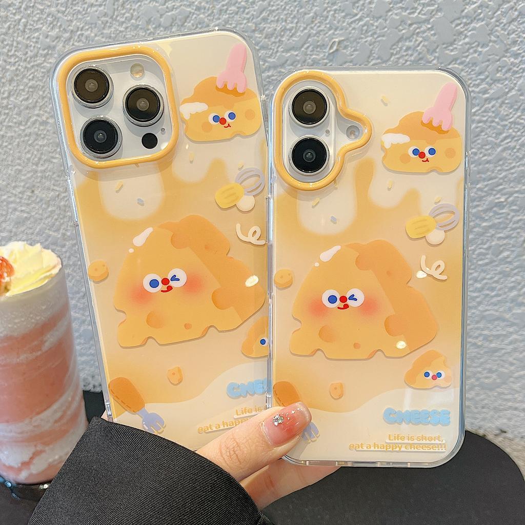 Ins Chic Cheese Case for iPhone 16 Clear Aesthetic Stylish Soft Durable Pretty TPU Protective Cover for iPhone 13 14 15 16 Pro Max