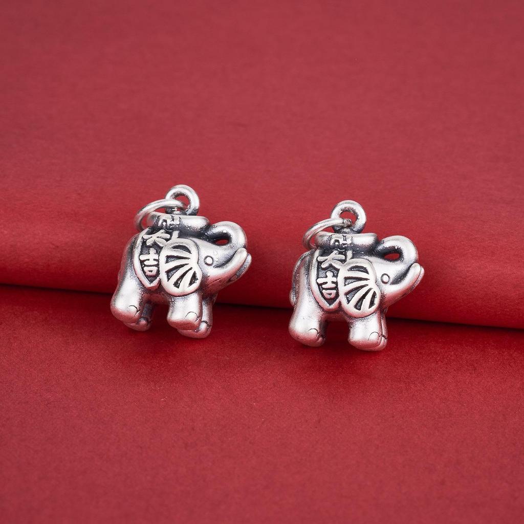Sterling Silver 999 Pure Elephant Pendant Charm for Necklace/Bracelet - Handmade Jewelry Accessory