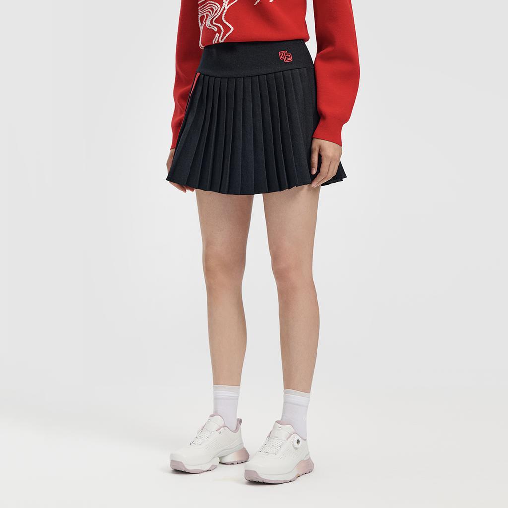 Fila Golf Series Fashion Simple Classic Sports Golf Trendy Comfortable Versatile Woven Pleated Casual Skirt Women Skirts Deep-Black A11W615311FBK