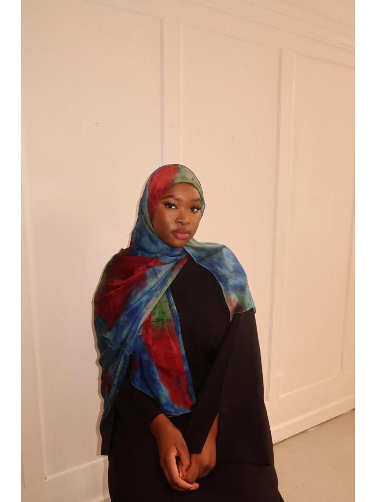 Etnisk Marmor Vattenstämpel Falsk Siden Bandana Sjal