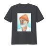 Watercolor Art Orange Beanie White Beard Elder Portrait Print Casual T Shirt vintage Washed homme Top For Everyday Wear Unisex