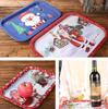 Christmas Decor Tinplate Disc Wine Fruit Candy Plate Food Storage Tray for Home Kitchen