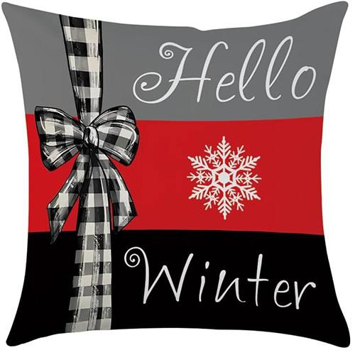 Christmas Themed Pillow Covers: Hello Winter, Santa, Snowman & Let It Snow Designs sofas, bedroom pillow covers, holiday gifts