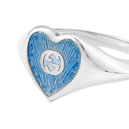 Gucci Anello con Cuore Smaltato G Intrecciate 645544-J8410-8183