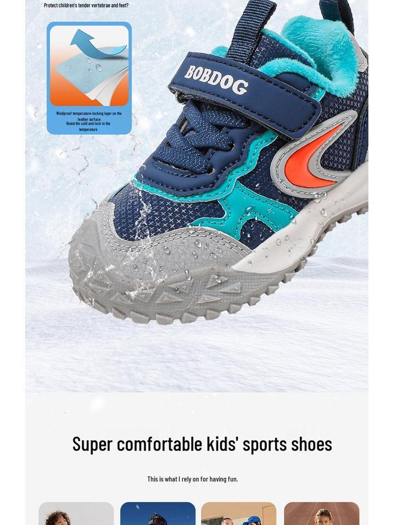 Bobodou 2025 Winter Baby Walking Shoes: Warm, Soft Sole Sports Shoes for Little Boys