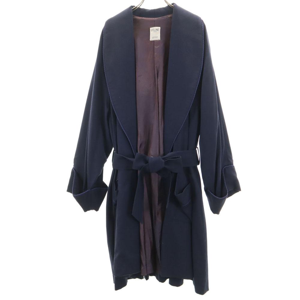 CELINE wool Long sleeve Gown coat Navy system Women Used