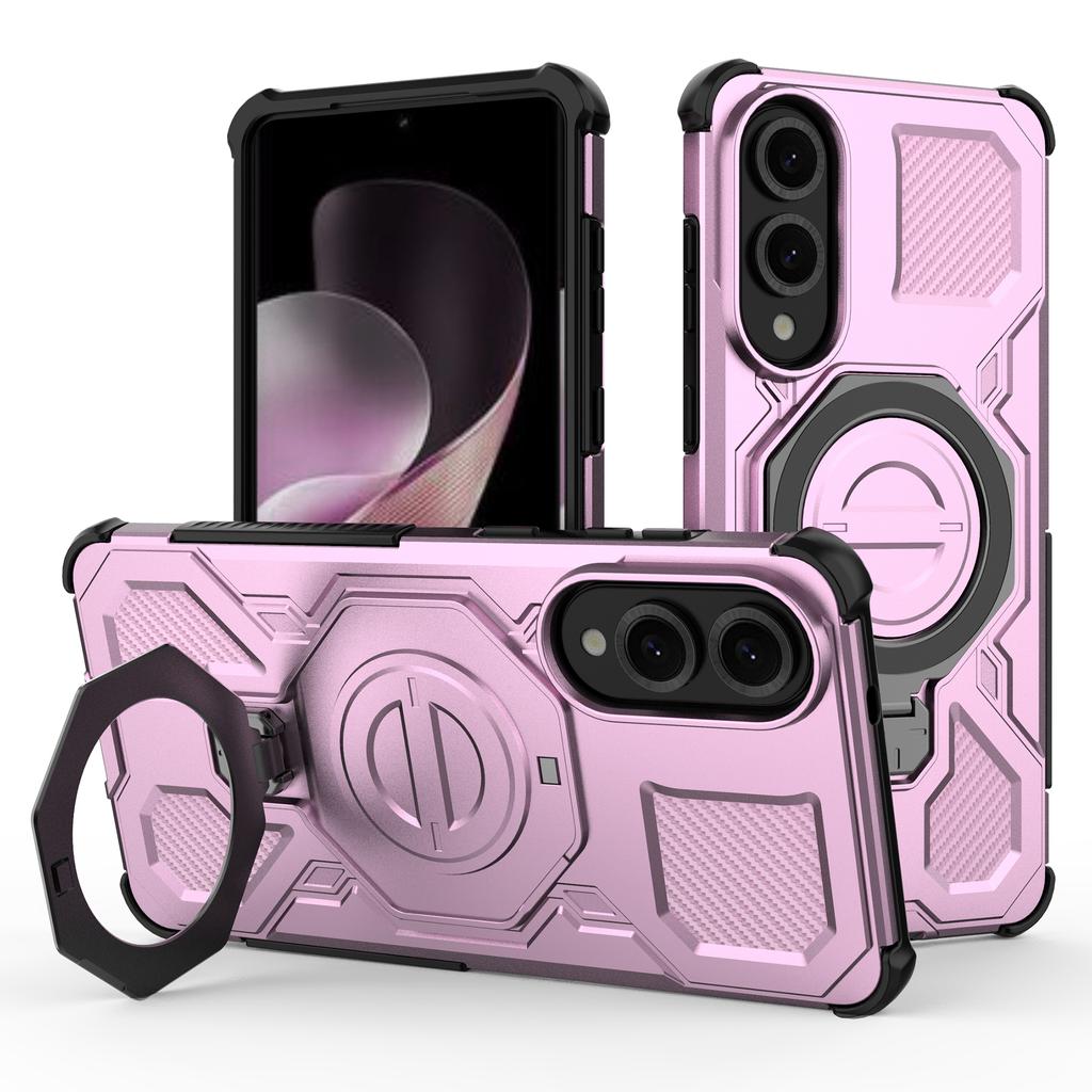 For Samsung Galaxy S25 Edge Magnetic Case Rotating Metal Kickstand PC + TPU Phone Back Cover