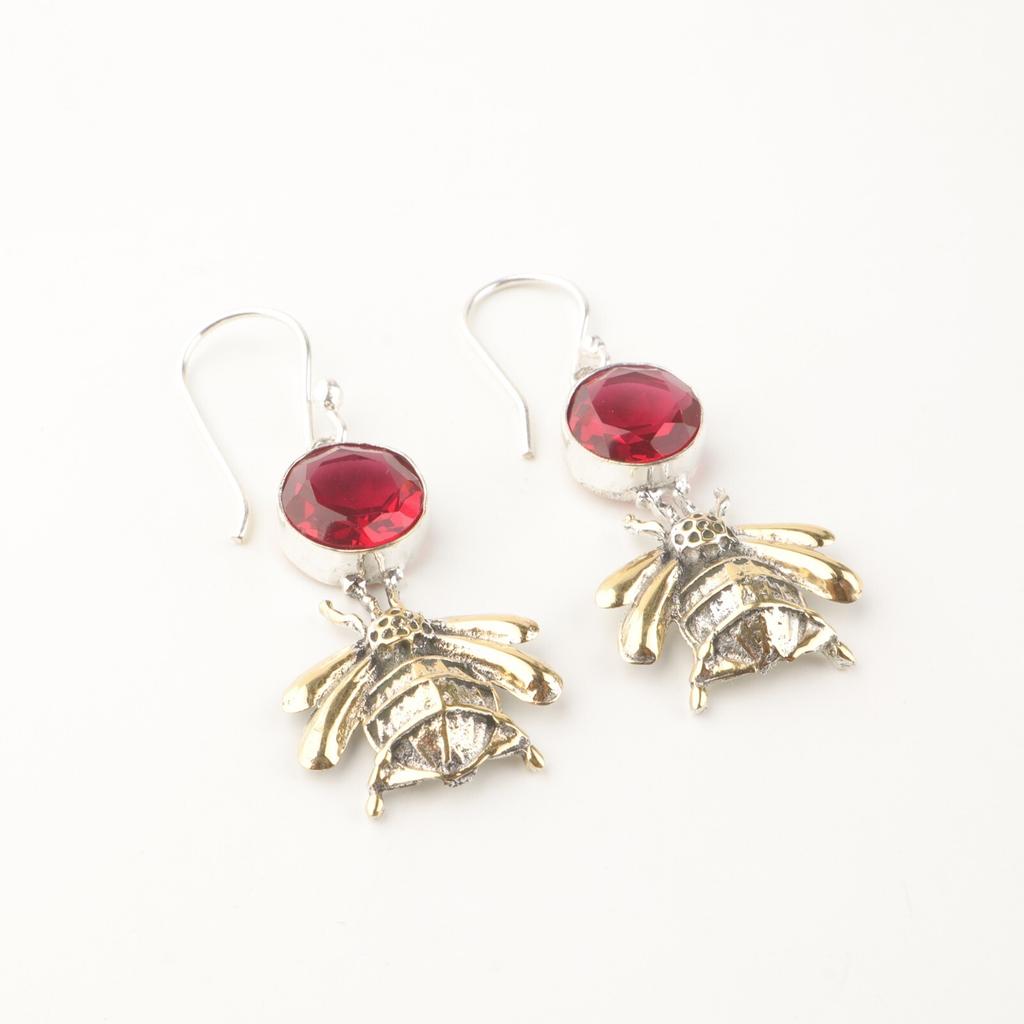 Pink Rubellite Gemstone 925 Sterling Silver Jewelry Handmade Dangle Earrings 2" EE-154-6