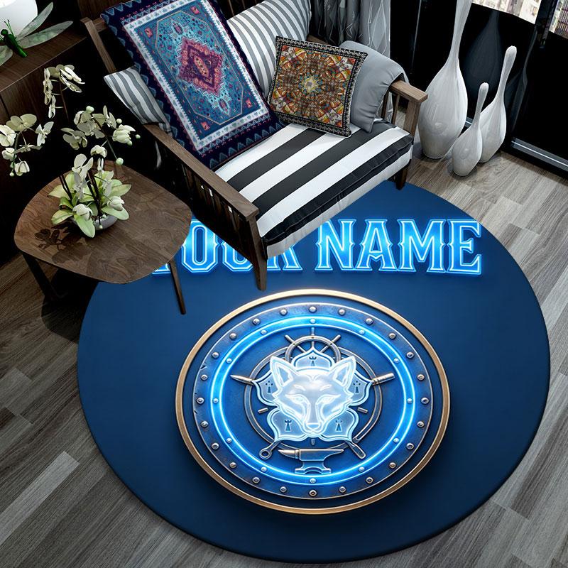 Custom Name,Leicester City pattern round rug,Carpet Rug for Living Room Bedroom Playroom ,Non-slip Floor Mat,Holiday Gifts and Birthday Gifts.