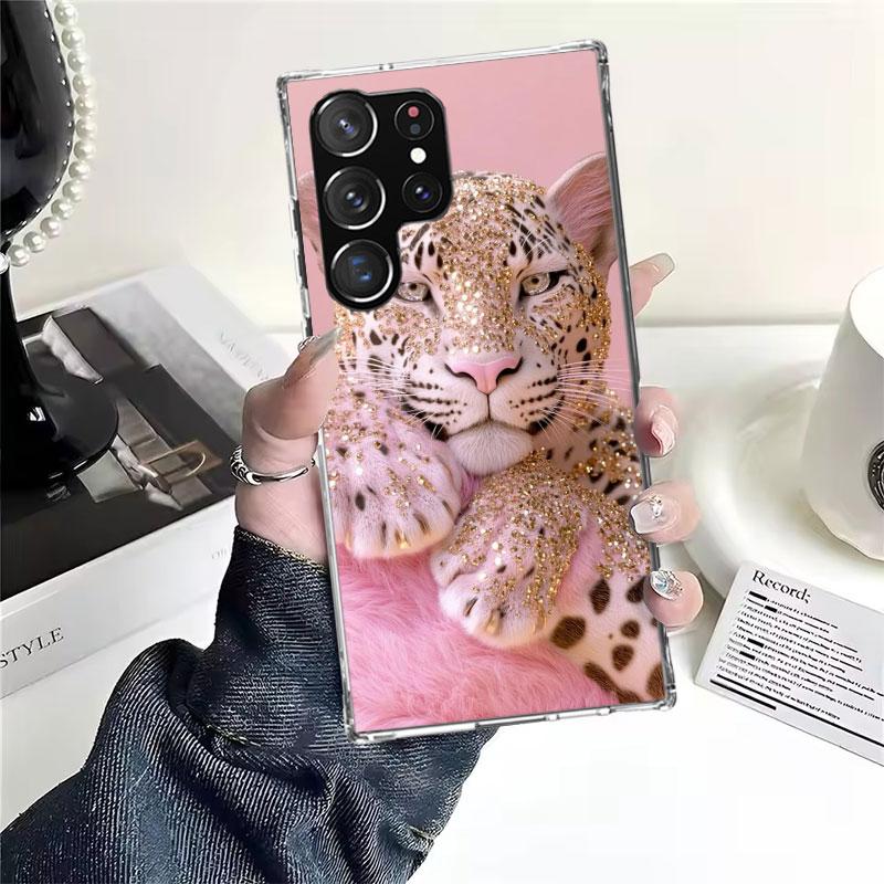 Pink Leopard Print Soft Phone Case For Samsung Galaxy S22 S23 S24 S25 Edge S26 Ultra S20 FE S21 Plus + Fundas Coque Galaxy S20 S