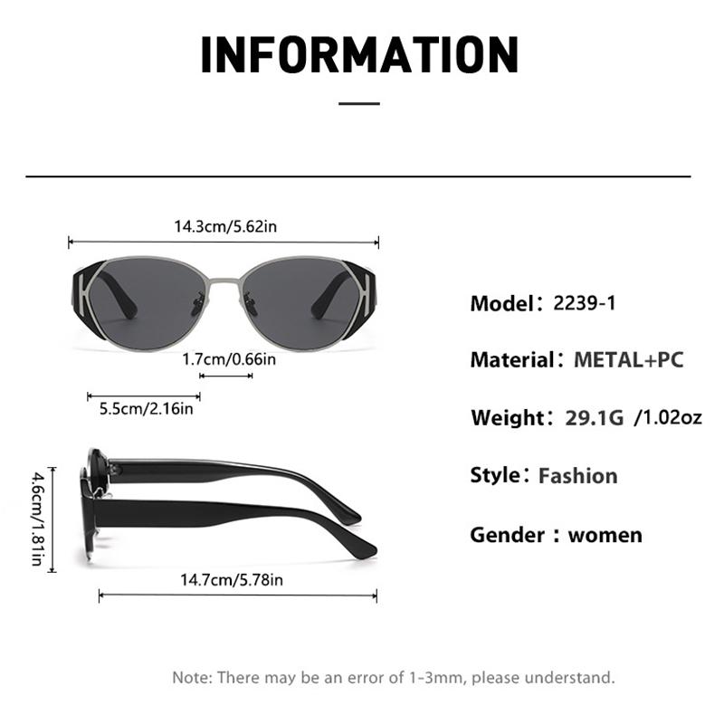 2PCS  Girl Retro Cat Eye Sunglasses Women High-end Metal Travel Sunglasses Square Face Makes Her Look Thin