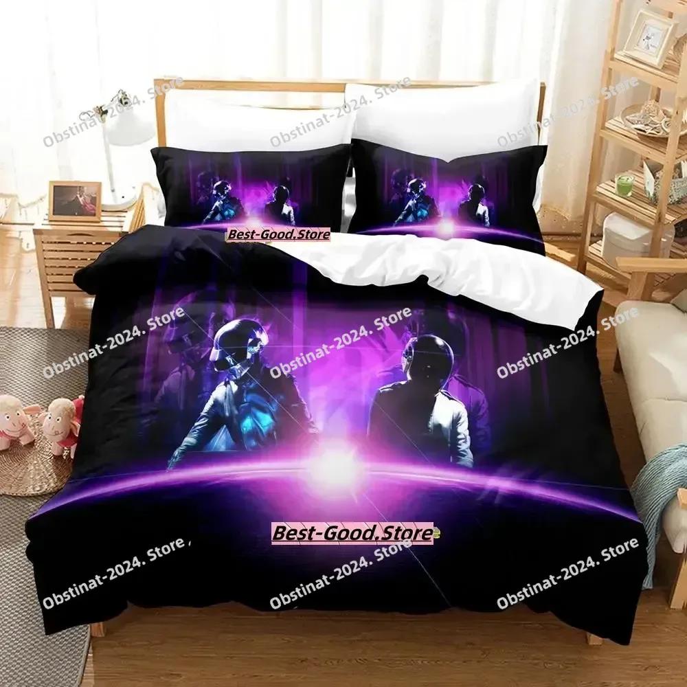 Daft Punk Sängkläder Set Tryckt Med Örngott Täcke Mjuk Enkel Dubbel Queen Super King Storlek Vuxen Barn Sovrum