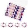 48 Pcs Glittering Full Cover False Nail Short Press On Nail French Tip Stick On Nail 4th of July Acrylic Nail