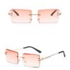 Rimless Sunglasses Womens Rectangle Shades Summer Fashion Trendy Uv400 Eyewear