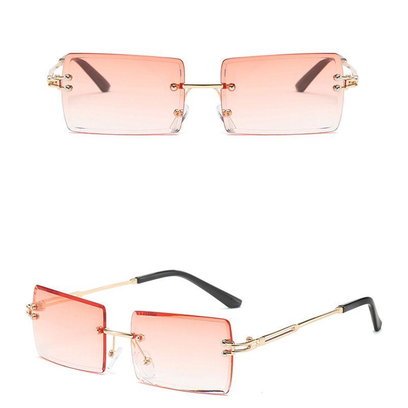 Rimless Sunglasses Womens Rectangle Shades Summer Fashion Trendy Uv400 Eyewear