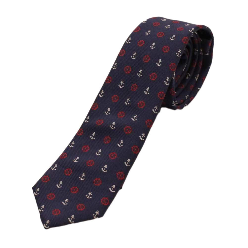 [CUFFSMANIA] Navy Anchor Necktie (Narrow Tie)