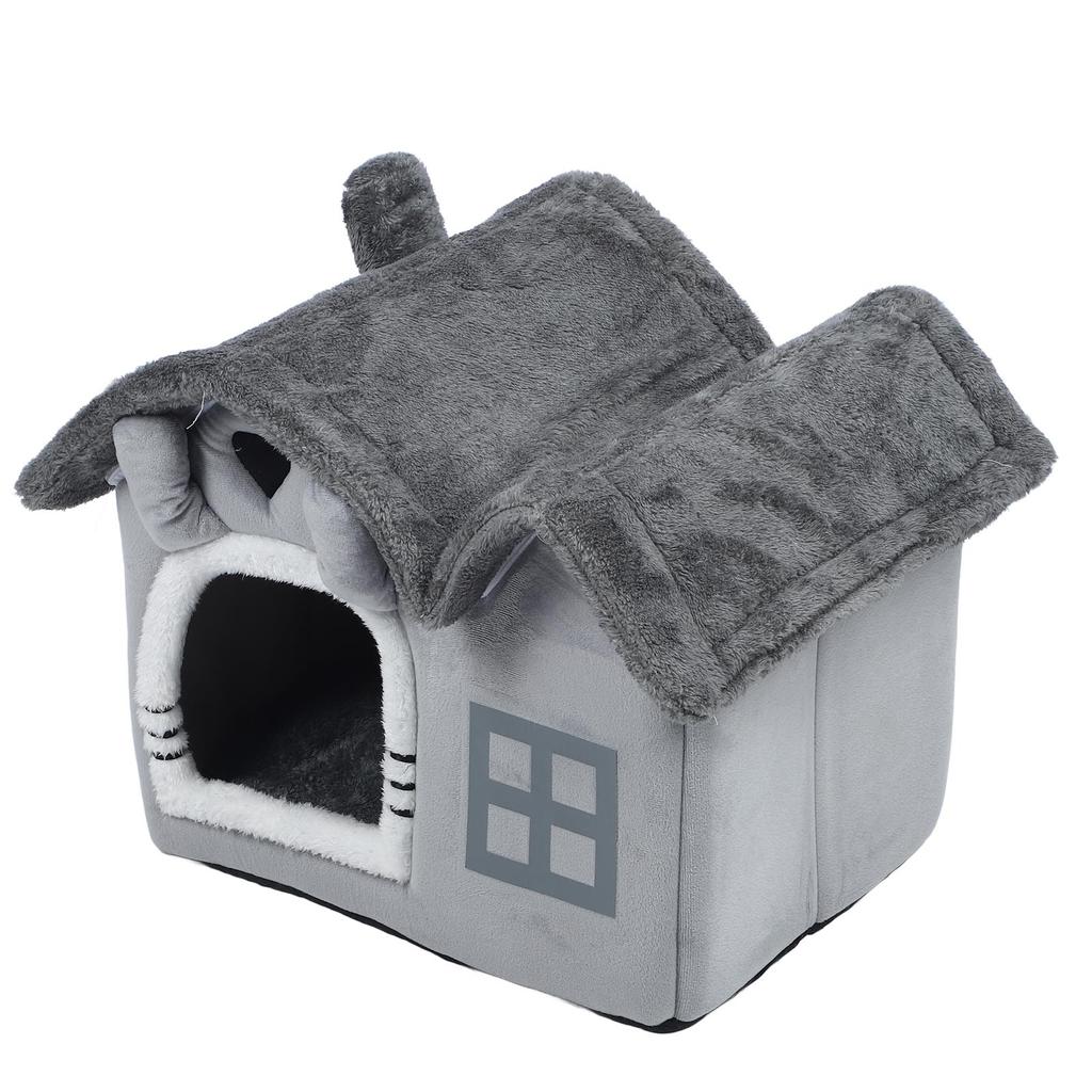 Double Roof Indoor Dog House Removable Cushion Washable Cover Cave Dog House for Small Dogs