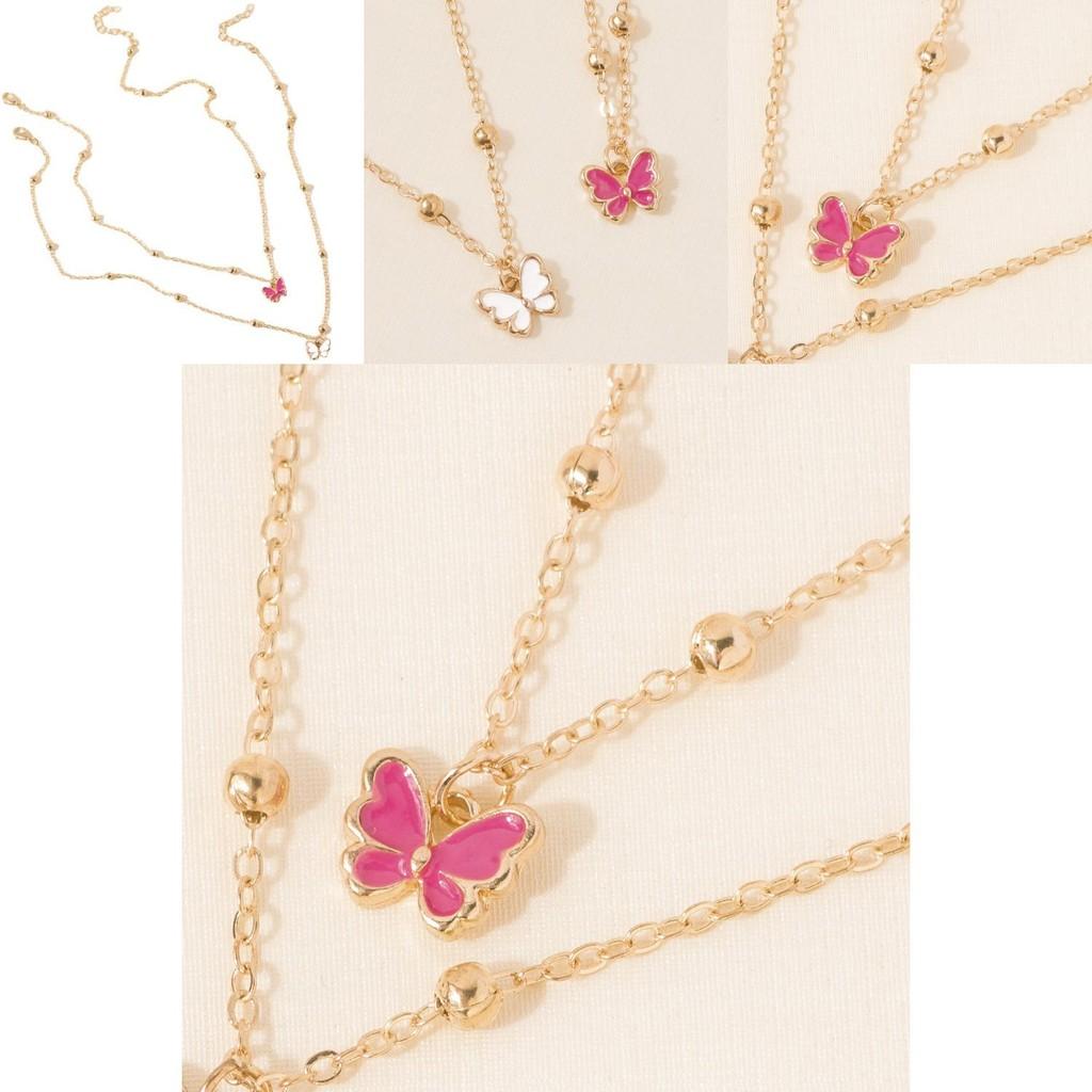 Chic Double Layer Butterfly Necklace For Women Unique Trendy Fashion Jewelry