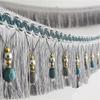 12meters Braided Beads Hanging Ball Tassel Fringe Trimming Applique Fabric Trimming Ribbon Band Curtain Table Wedding Decorated
